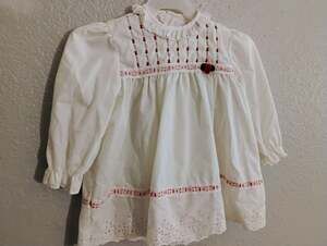 Vintage Polly Flinders Smocked Dress Rosebud Embroidery 2T